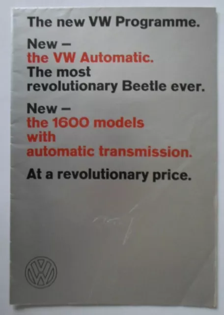 VOLKSWAGEN RANGE orig 1967 1968 UK Mkt Brochure + Prices - Beetle Karmann Ghia