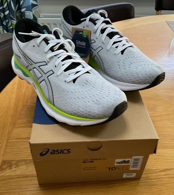 ASICS GEL-NIMBUS 24 HERREN UK 9,5 weiß/schwarz brandneu im Karton