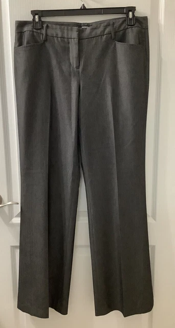 Express Pants Womens Sz 12T Midrise Wide Leg Trouser Career Pinstripe Gray