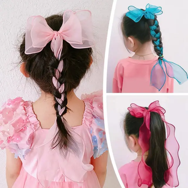 Baby Girls Kids Ribbon Bow Princess Chiffon Hair Ribbon Party Bow XMAS C5O2