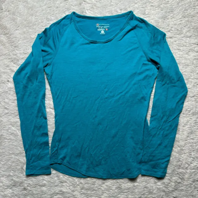 Cloudveil Womens 100% Pure Merino Wool Long Sleeve Base Layer Shirt Size XS Teal