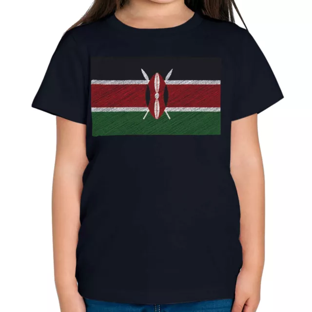 Kenya Scribble Flag Kids T-Shirt Tee Top Gift Kenyan Football