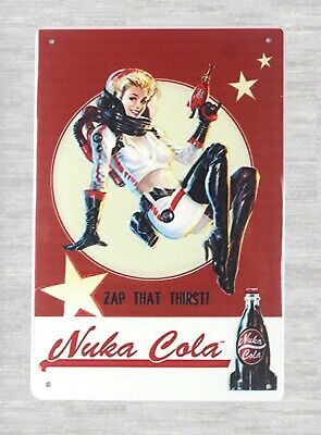 Fallout Nuka Cola girl tin metal sign reproduction signs