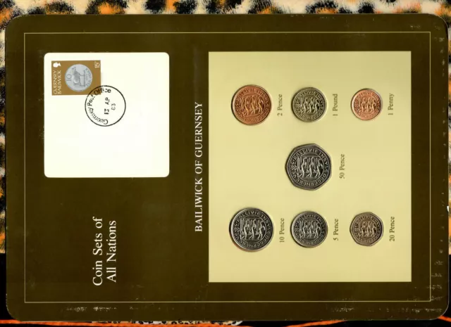 Coin Sets of All Nations Guernsey Brown 1979-1982 UNC £1 1981 Lily 13AP83