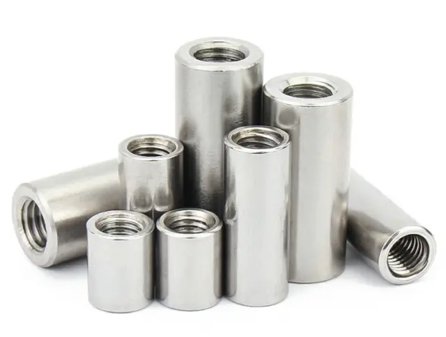 M10 14mm-25mm OD SUS304 Steel Longening Round Nuts Cylindrical Joint Nut Sleeve