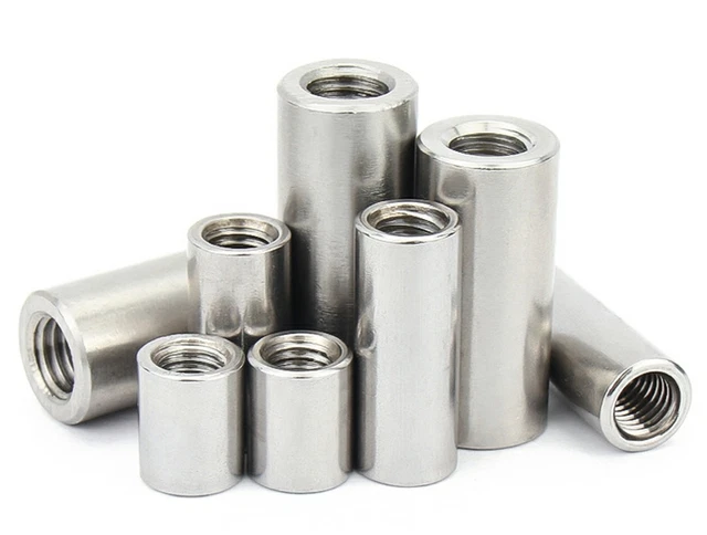 M12 16mm-30mm OD SUS304 Steel Longening Round Nuts Cylindrical Joint Nut Sleeve