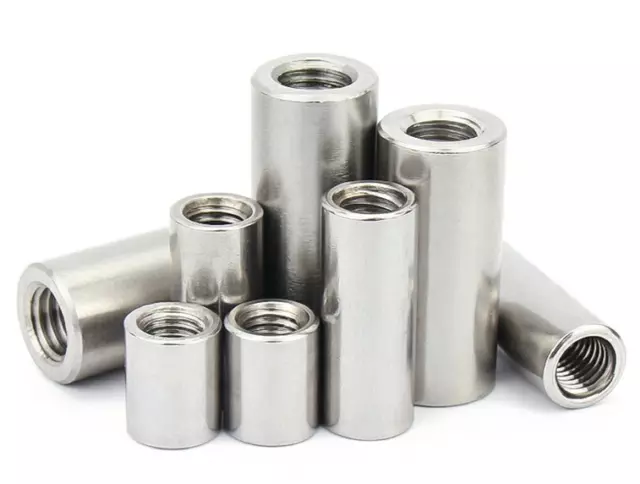 M3 6mm OD SUS304 Steel Longening Round Nuts Cylindrical Joint Nut Thread Sleeve