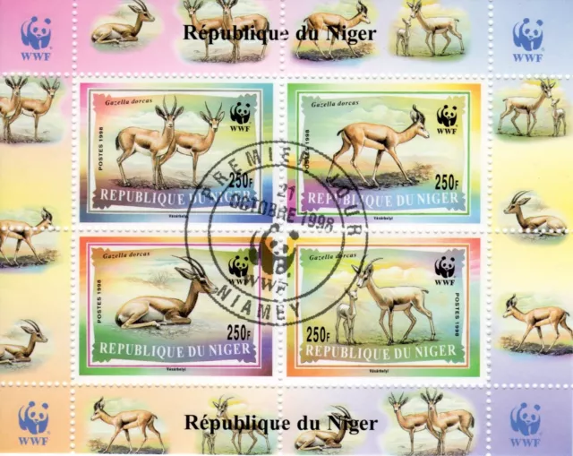 Niger #YTBF110v Used S/S 1998 WWF Gazella Dorcas Gazelle [986b]