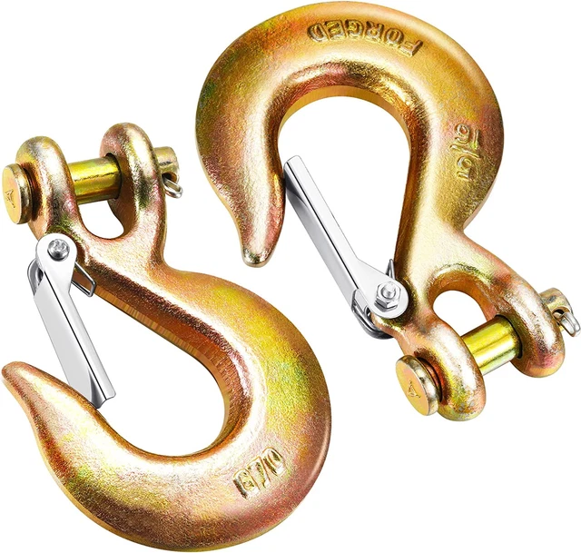 2 Pack 5/16 Inch Chain Hook, Tow Chains with Hooks Clevis Slip Hook with Latch S