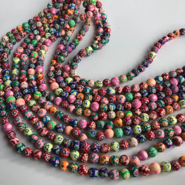 Mixed Polymer Clay Beads 8mm Round Ball 1 Strand Necklace Craft Bead 50pcs