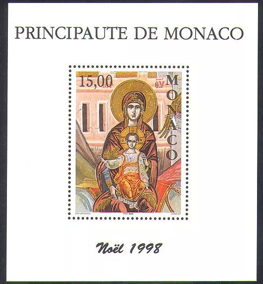 Monaco 1998 Christmas/Virgin/Child/Nativity/Art/Icon/Greetings 1v m/s (n38181)