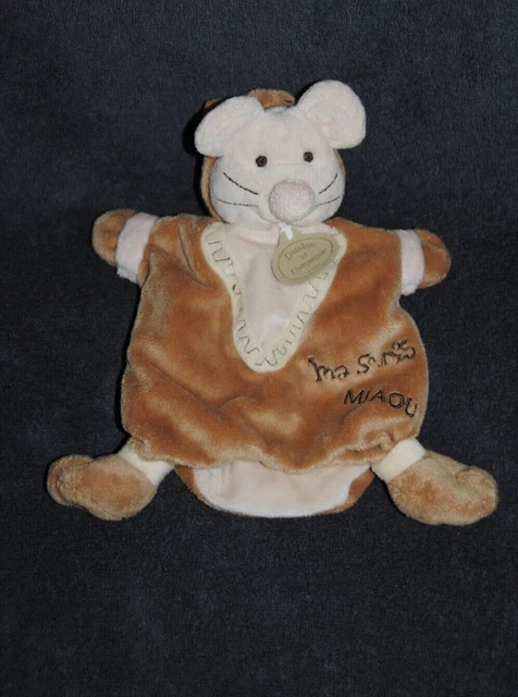 DOUDOU ET COMPAGNIE Marionnette Souris Blanc Beige Chat Miaou  TTBE