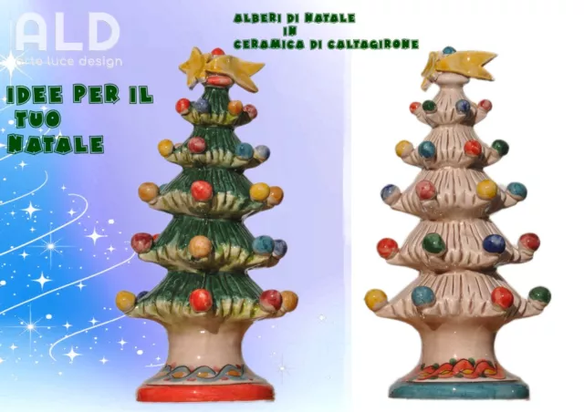 Soprammobile natalizio in ceramica di Caltagirone albero di natale decorazione