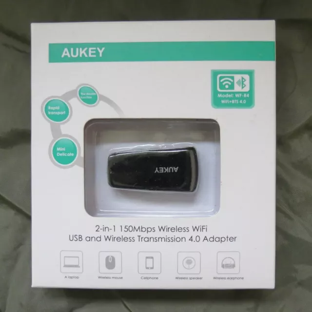 Aukey WF-R4 Wifi 150Mbps & Bluetooth 4.0 USB dongle new boxed