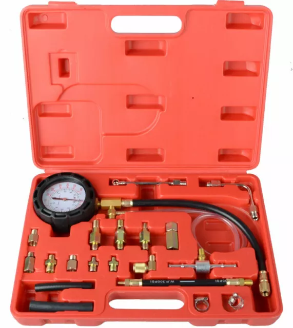 Fuel Pump Pressure Tester Set Petrol & Diesel Combustion Gauge Meter