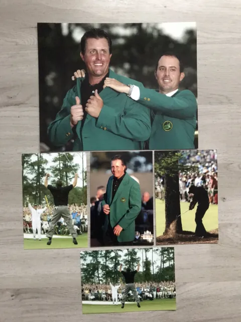 PHIL MICKELSON - 3 x US MASTERS GOLF CHAMPION - AUGUSTA - 5 x UNSIGNED PHOTOS