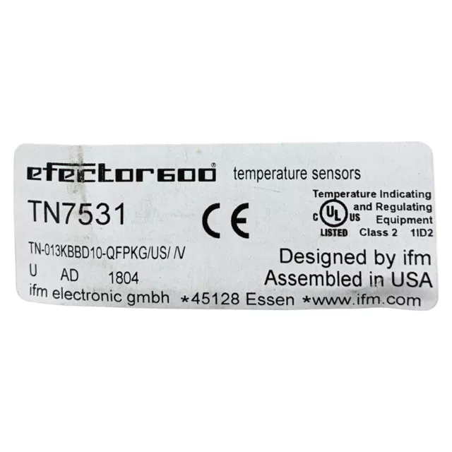 Ifm efector600 TN7531 TN-013KBBD10-QFPKG / US / V Capteur de Température 3