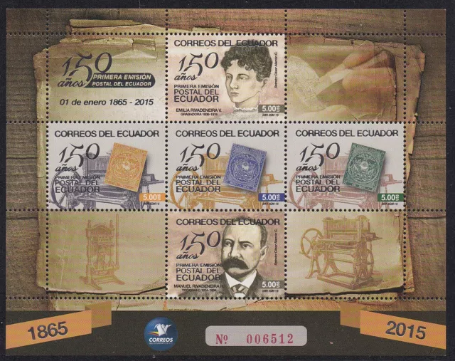 Ecuador 2015, 150 J.Briefmarken, Bl.222 postfrisch. Katalogwert €-75. MNH