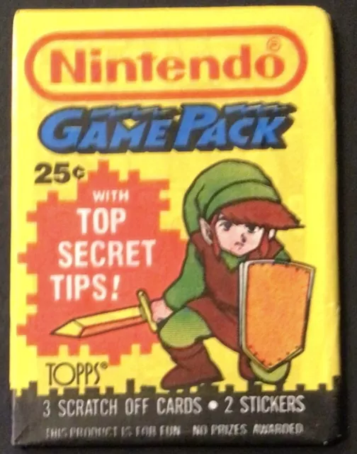 1 x Topps Nintendo Game Pack - Sealed Waxpack Scratch Off Cards - Link - 1989