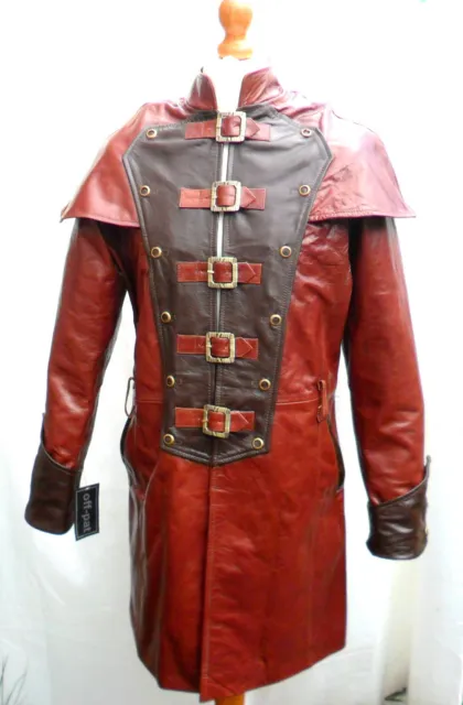 HAND MADE Mans 100% REAL LEATHER BROWN Steampunk Jacket Coat  GOTH