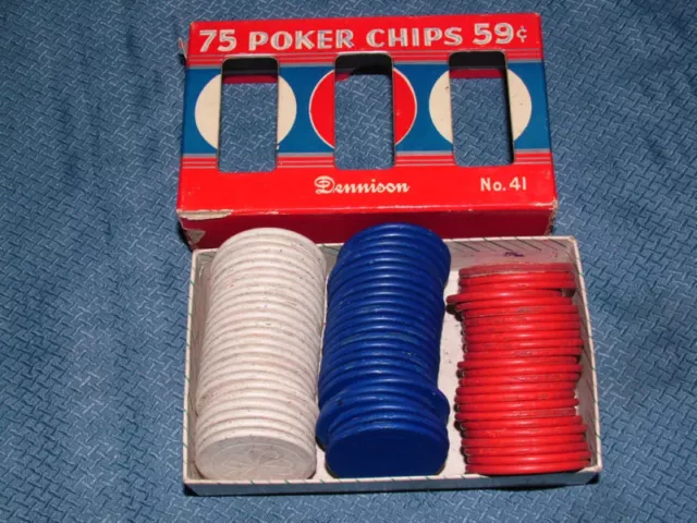 VINTAGE TOY DENNISON NO 41 POKER CHIPS in BOX