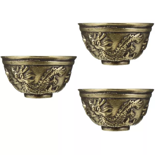 3 Pcs Decorative Tableware Ornaments Copper Lucky Figurines Brass