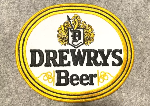 VINTAGE 70s DREWRYS BEER EMBROIDERED DRIVER JACKET PATCH MANITOBA SOUTH BEND