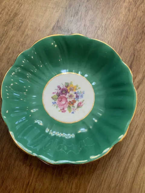 AYNSLEY England Bone China Saucers Green, Yellow and Pink 3