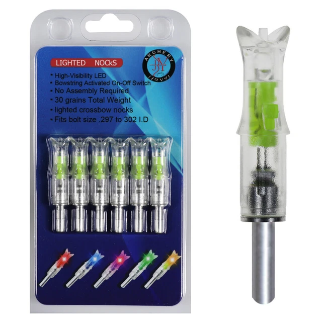 6x Automatically Archery Arrow Lighted Nock for ID 6.2mm/7.62mm Crossbow Bolts