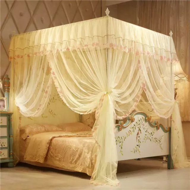 4 Posters Corners Bed Canopy Princess Queen 150*200  Mosquito Bedding Net