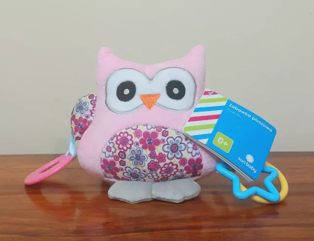 Sun Baby Pink Owl Soft Plush Toy with Laughing Sound & Sensory Objects 0m+