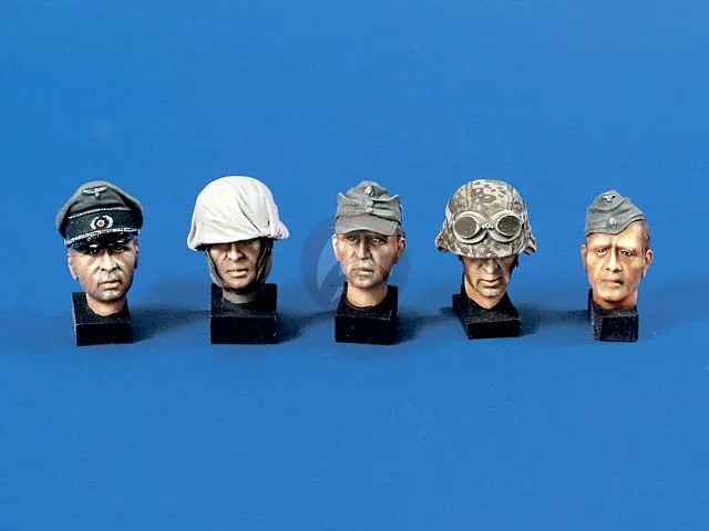 Verlinden 120mm 1/16 German Officer and Soldier Heads WWII (5 heads) [Resin] 556