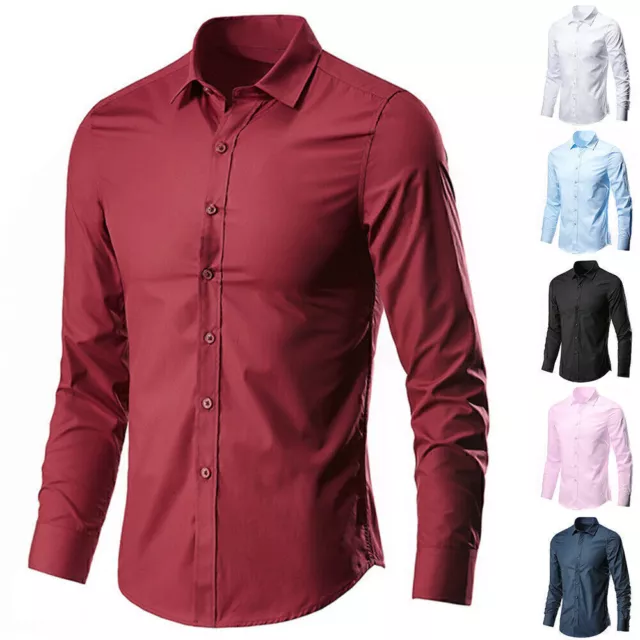 Camicia solida da uomo colletto abbottonato tasca nuovi colori manica lunga abito casual