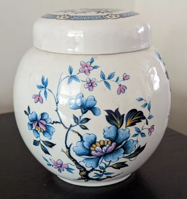 Vintage SADLER Blumenmuster mit Deckel Ingwerglas Made in England