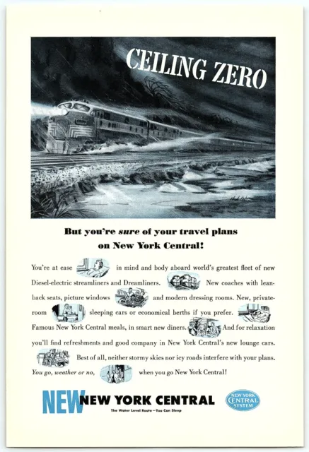 1940s NEW NEW YORK CENTRAL RAILROAD CEILING ZERO FULL PAGE PRINT AD Z4335