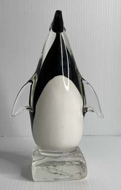 Art Glass Penguin Figurine  Crystal Hand Made Bird Paperweight Decor