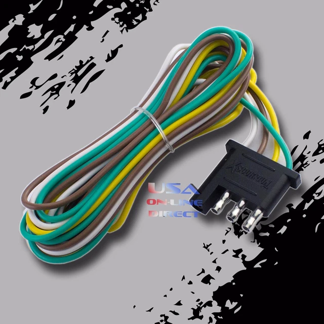 2PCS 4PIN PLUG Trailer Light Wiring Harness Extension Flat Wire