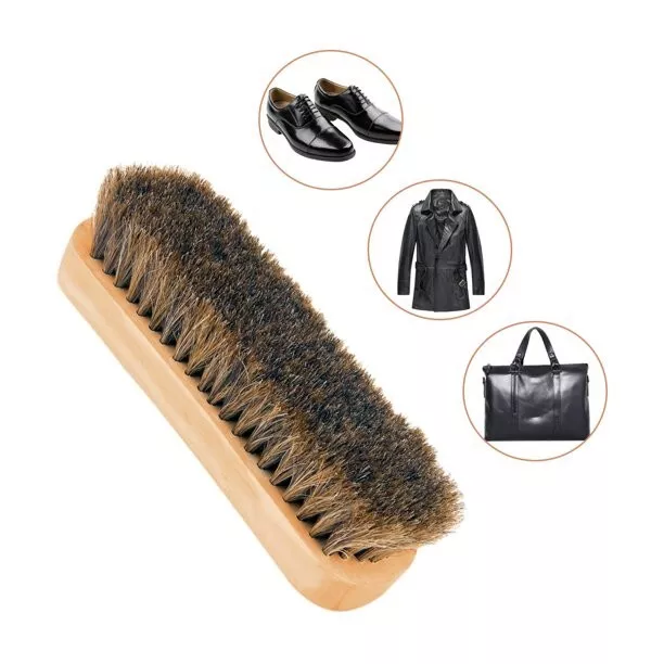 6.75 in Shoe Shine Buffing Brush 100% Horsehair Horse Hair Wood Handle Boot US