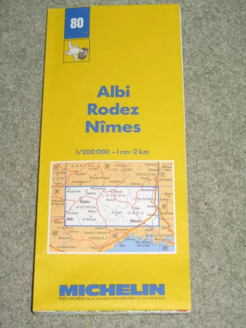 France: Michelin map 80 Albi-Rodez-Nimes scale 1:200,000. 1988 edn