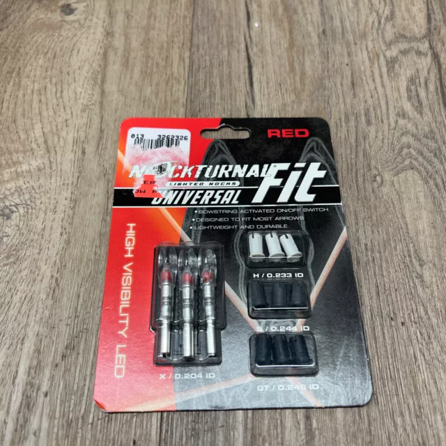 NEW NockTurnal Universal Fit Lighted Nocks RED 3 pack