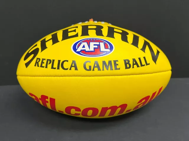 AFL SHERRIN YELLOW REPLICA GAME BALL FULL GRAIN LEATHER  FOOTBALL Premiers