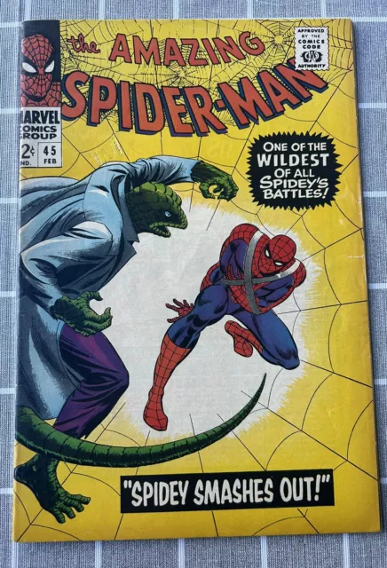 The Amazing Spider-Man #45 VF- 3rd App Of The Lizard! 1966 Vintage Marvel