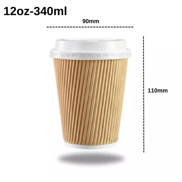 Disposable Takeaway Coffee Cups Kraft Triple Wall Hot Drink Cups 8oz,12oz, 16oz
