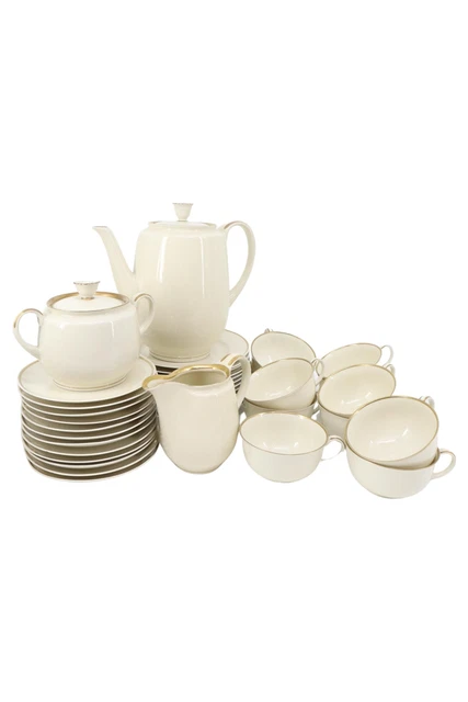 Servicio de té REICHENBACH borde dorado de porcelana beige