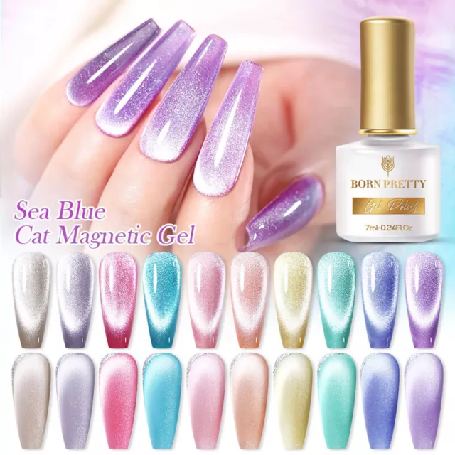 BORN PRETTY 7ml Sea Blue Cat Magnetic Gel Nail Polish UV LED Soak Off Manicure