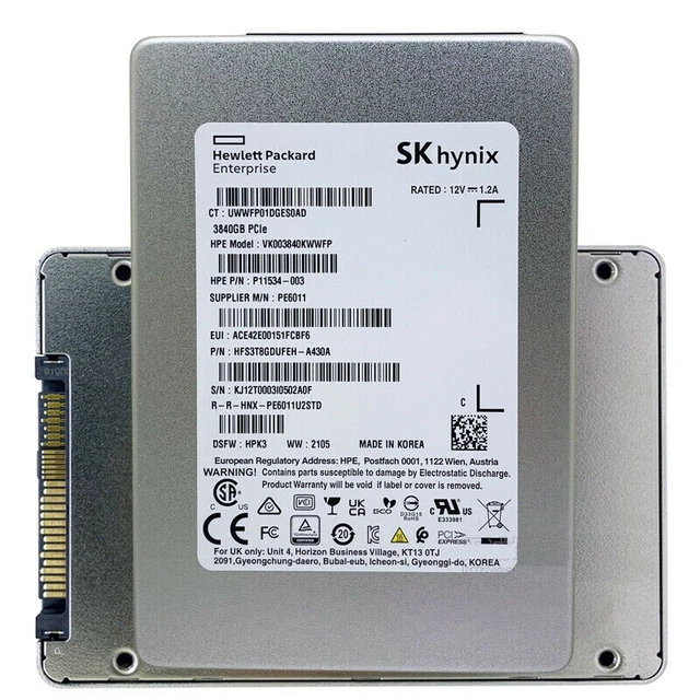 SK Hynix HP HFS3T8GDUFEH-A430A 3.84TB PCIe NVME 2.5 U.2 SSD P11534-003