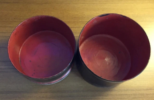 Antique Burmese Black & Red Lacquer Round Betel Box 8