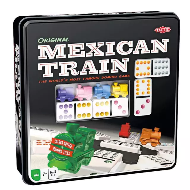 Tactic Board Game Mexican Train in Tin Box