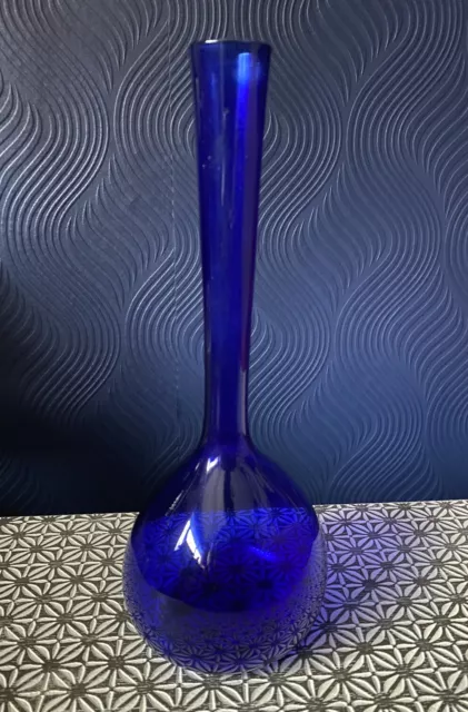 Vintage Cobalt Blue Glass Vase | Bud Vase | Mid Century