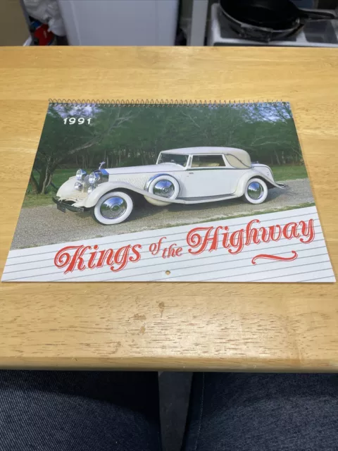 Vtg 1991 Kings Of The Highway Classic Cars Appointment Wall Calendar